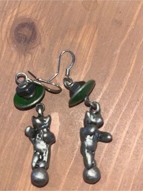 Handcast bear earrings one of a kind circus bear unique handmade